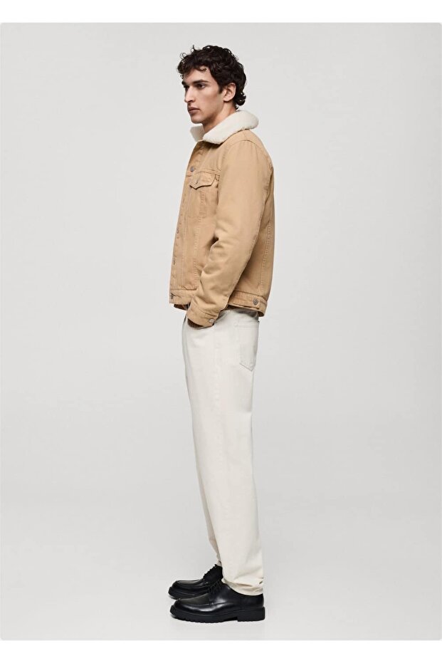 Kürk Yakalı Denim Ceket - 6