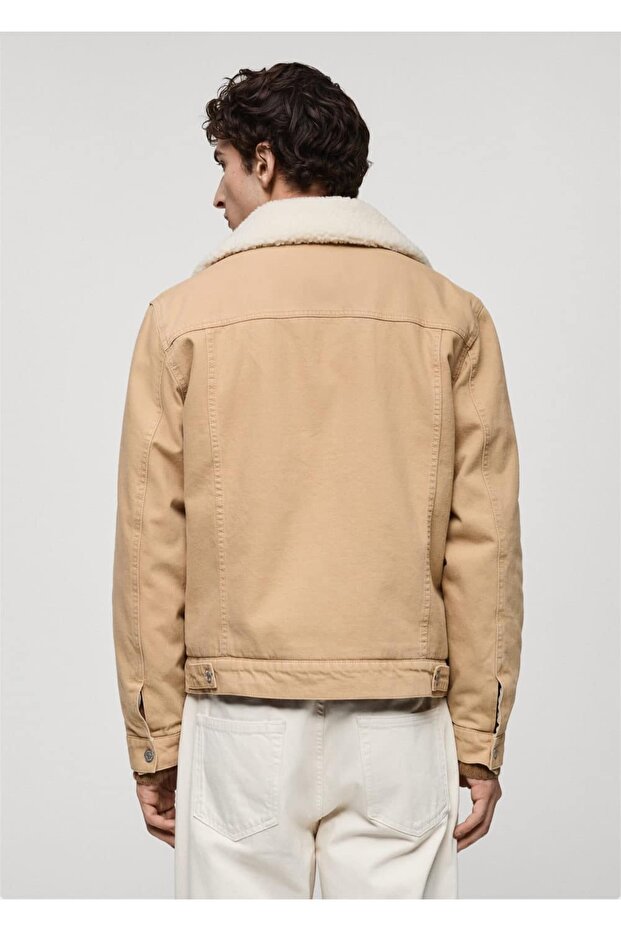 Kürk Yakalı Denim Ceket - 4