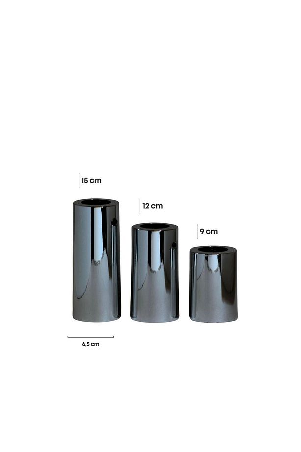 Krom Kaplama 3 Lü  Krom DÜZ Yüzey Mumluk Dekoratif Tealight Set Mum hediyeli - 4
