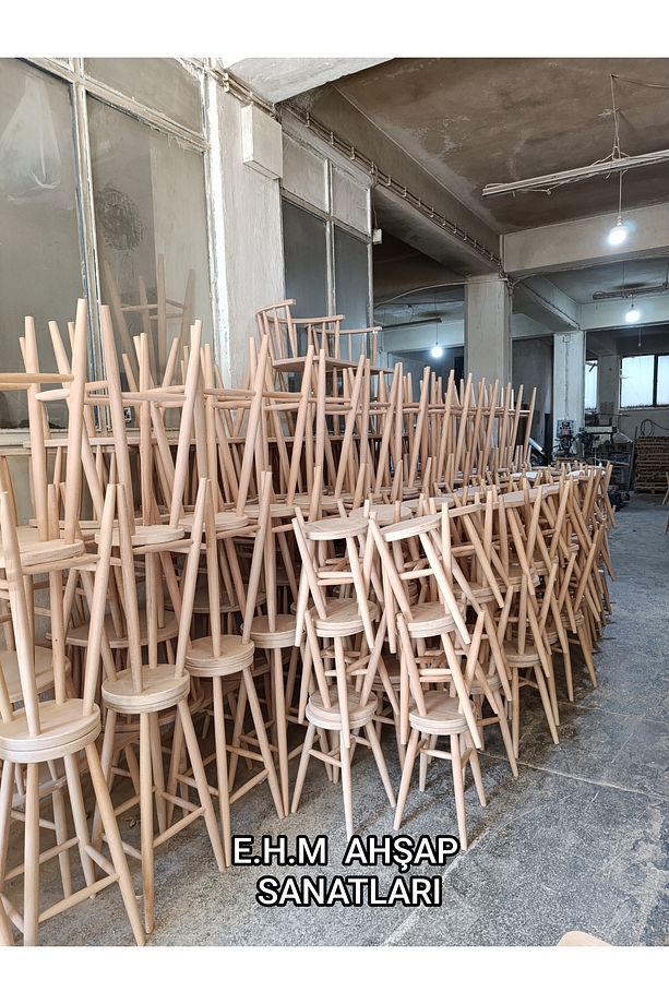 ( 55 cm )  AHŞAP KARE  BAR TABURE SANDALYE ( 2 ADET ) - 4
