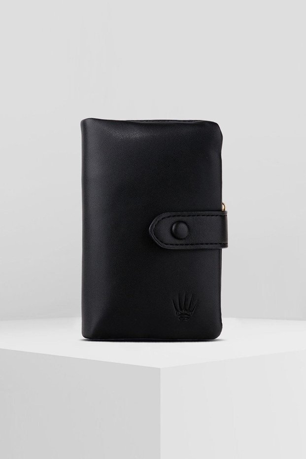 BLACK CARD HOLDER AND WALLET 6 PIECES CARD COMPARTMENT PAPER LOCK SYSTEM DESIGN WALLET RODICA