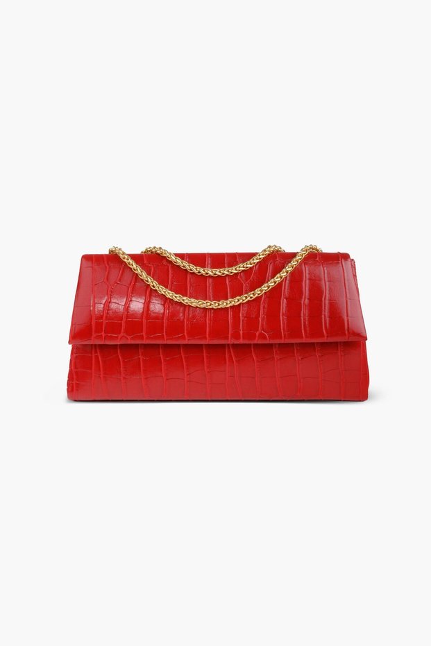 Red Patterned Crossbody and Shoulder Bag Lotus