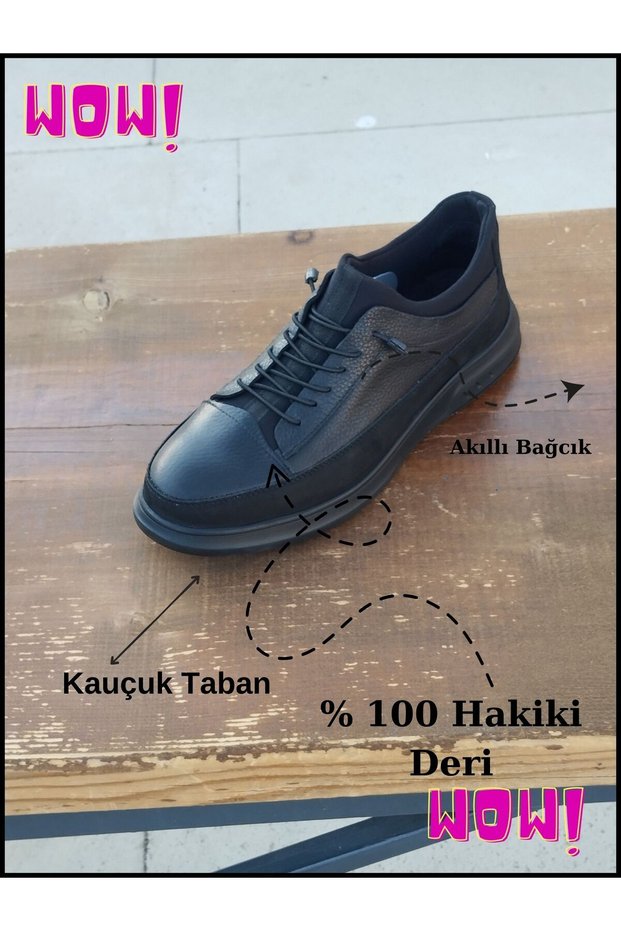 Men's Winter Athletic Genuine Leather Non-Slip Winter Sole Smart Lace and Orthopedic