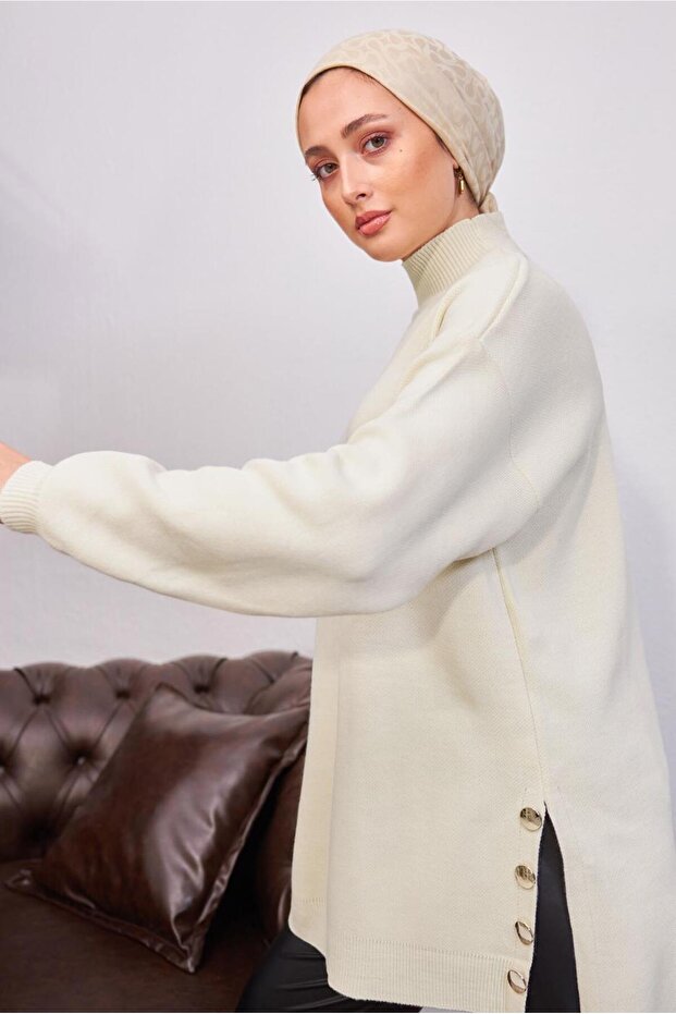 WOMEN BEIGE (STONE) KNITWEAR TUNIC T 4808