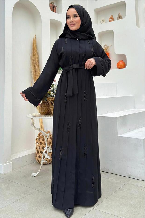 Women's Black Belted Ferace T 4987