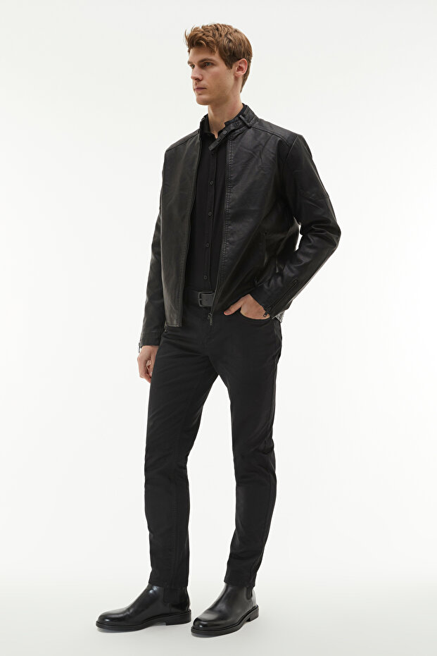 DERİ GÖRÜNÜMLÜ CEKET - 8