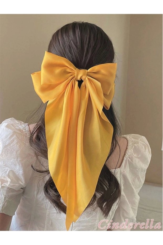 Elegant Women's Satin Big Bow Automatic Clip Gold - Ribbon Bow Clip Hair Clip