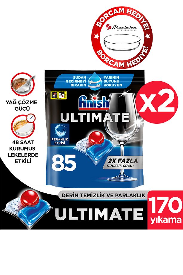 Ultimate Bulaşık Makinesi Deterjanı Kapsül Tablet 170 Adet Yıkama + Borcam Hediye - 1