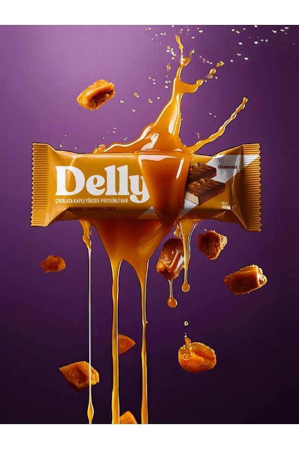 12 Adet Çikolata Kaplı, Yüksek Proteinli Bar, Karamel Aromalı 40g - 4
