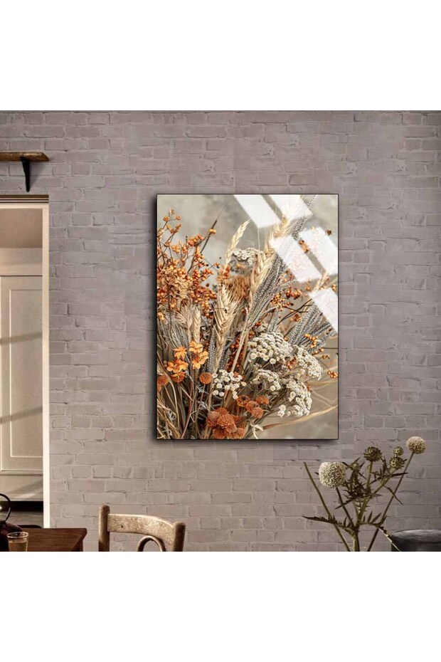 HARİKABİREV|KIRILMAZ CAM (TEMPERLİ) SOFT KURU ÇİÇEK TABLOSU 02 |TMTEKLİ - 2