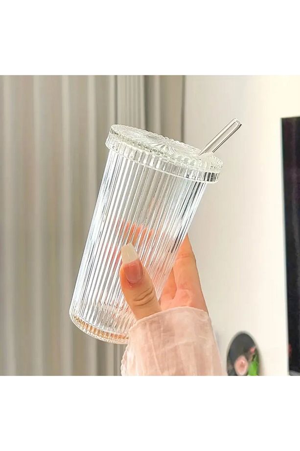 Borosilikat Latte Sunum Bardağı - Şık Cam Pipet Ile Birlikte - 2