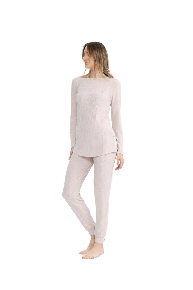 U.S. Polo Assn. Women's Pink Round Neck Pajama Set