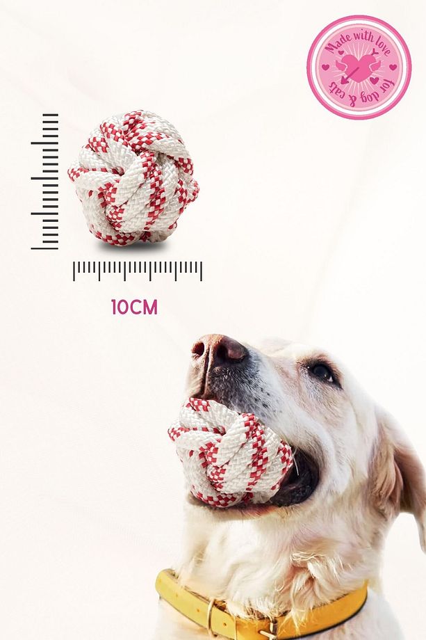 Köpek Oyuncağı 2 Adet Köpek Topu Eğitim Topu Stres İpten Top 9 cm Büyük - 5