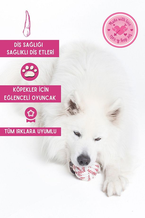 Köpek Oyuncağı 2 Adet Köpek Topu Eğitim Topu Stres İpten Top 9 cm Büyük - 7