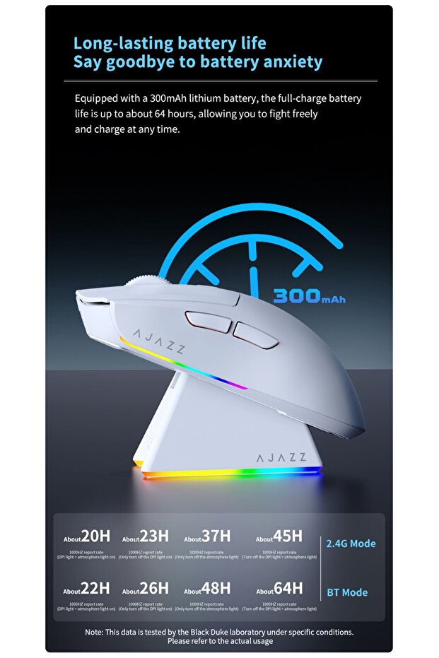 3 Mod 26.000 DPI Kablosuz Manyetik Şarj İstasyonlu PAW 3395 Optik Sensör Gaming Oyuncu Mouse - 7