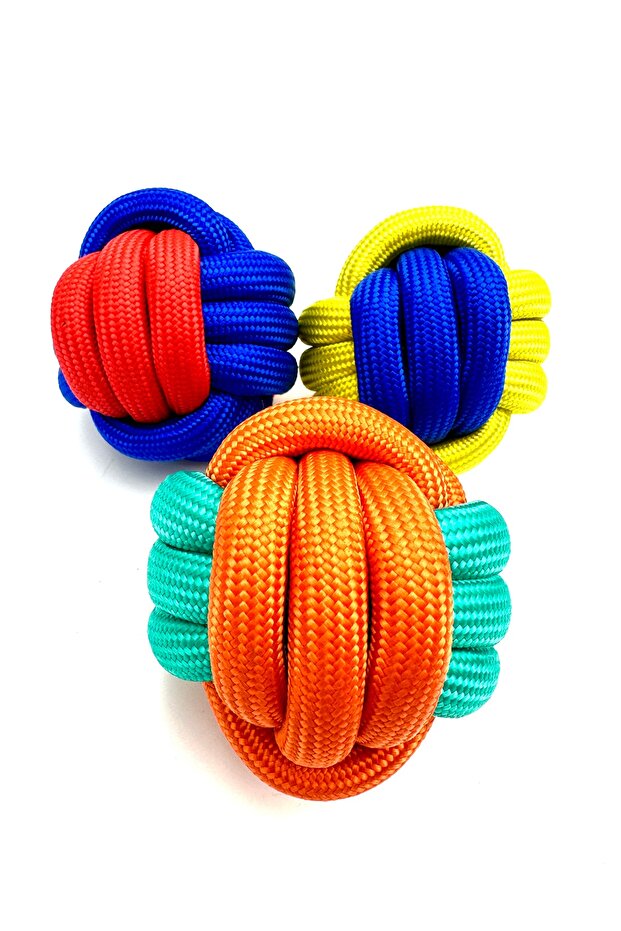 Durable Dental String Dog Ball Toy Set of 3 7cm