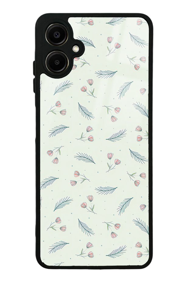 Samsung A06 Glossy Phone Case with Green Leaf Design
