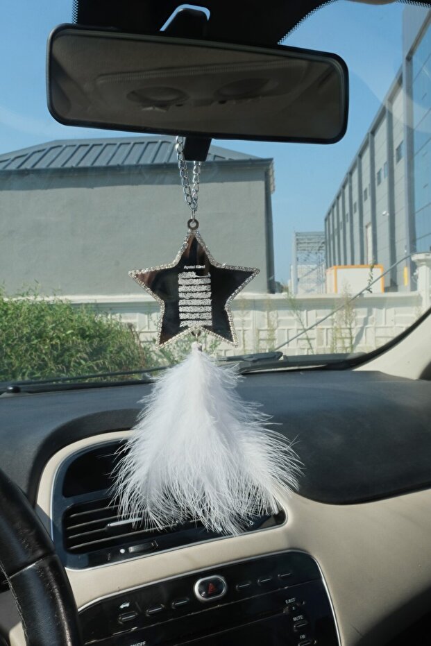 Ayetel Kursi in Silver Star Design, Evil Eye Prayer, Feather Option Available