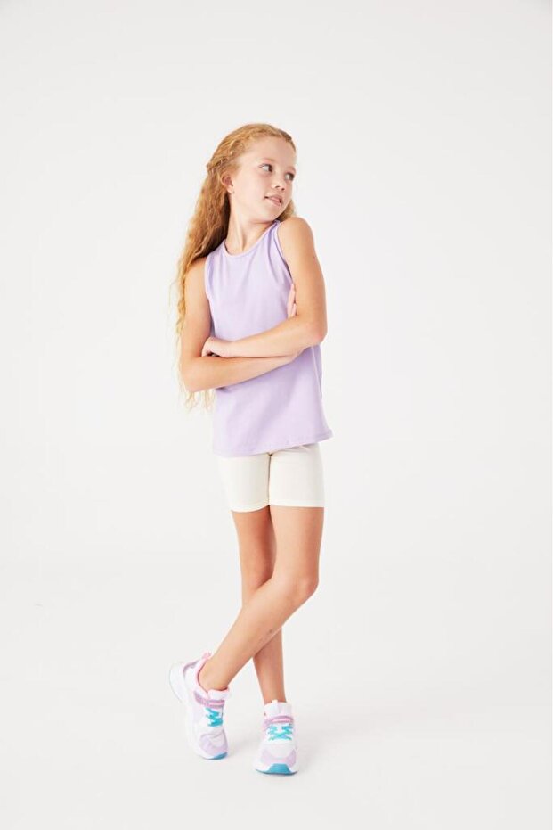 Crew Neck Cotton Girls' Sleeveless Top T-Shirt 2009