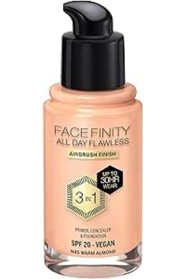 Facefinity All Day Flawless Fondöten - N45 - Sıcak Badem, 30ml - 1