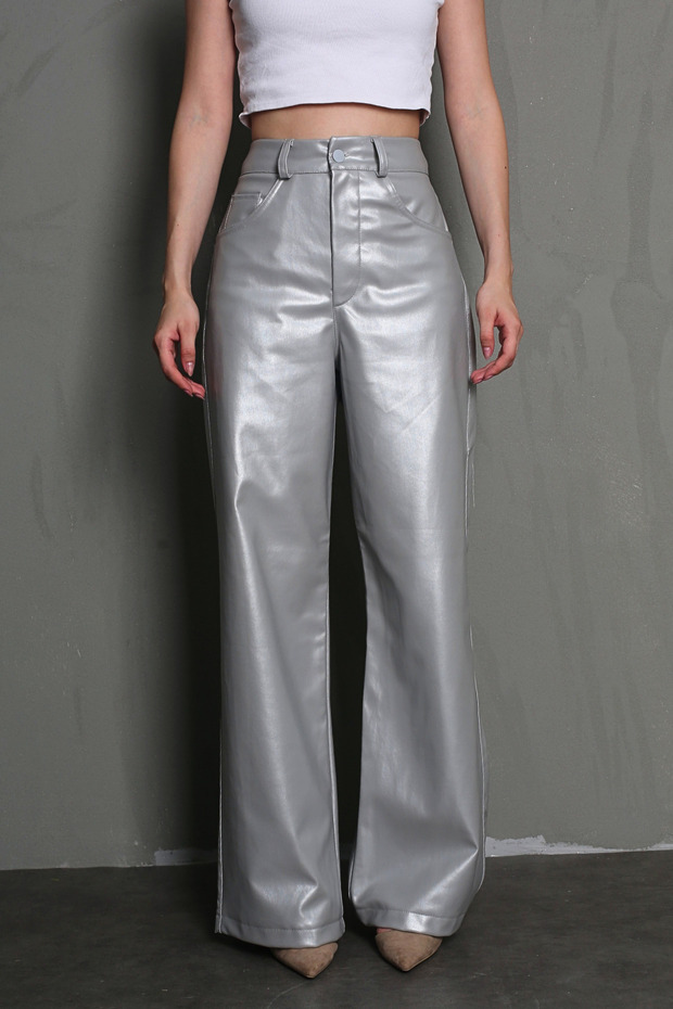 Ezüst Bőr Basic női nadrág MG1316 - 3