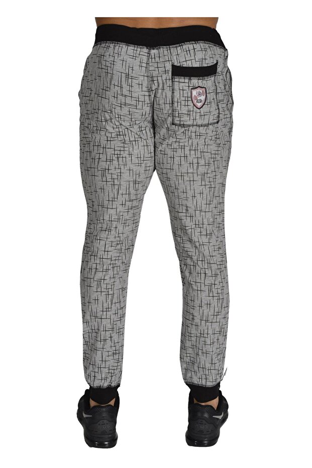 بنطال رياضي رمادي منقوش بقصة ضيقة 808 - 3