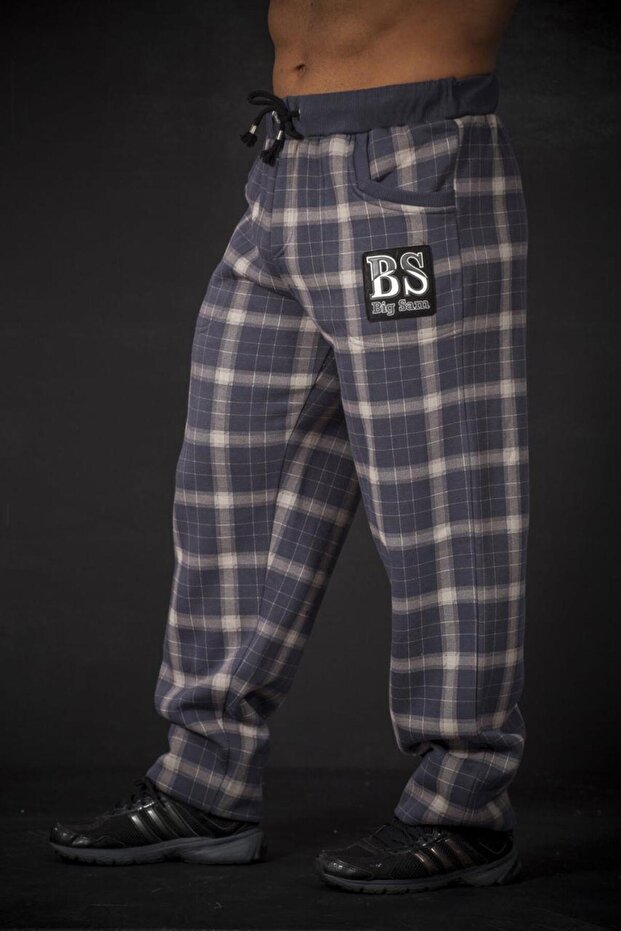 Koyu Gri Ekoseli Kışlık Alt Eşofman 1070 - 1