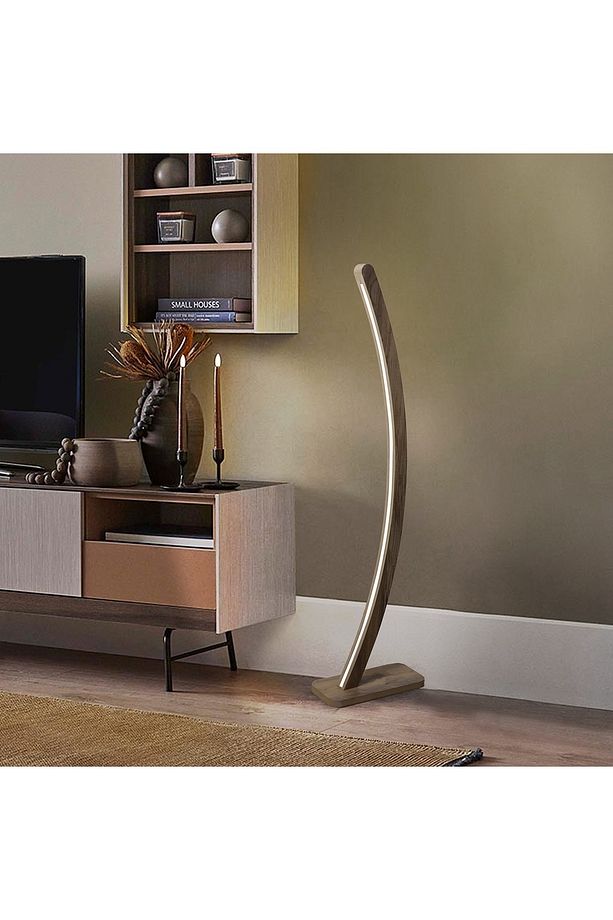 Ahşap Ağaç Masif Mdf Kavisli Yeni Nesil Kapadokya Serisi Curved Günışığı Led Aydınlatma Lambader - 3