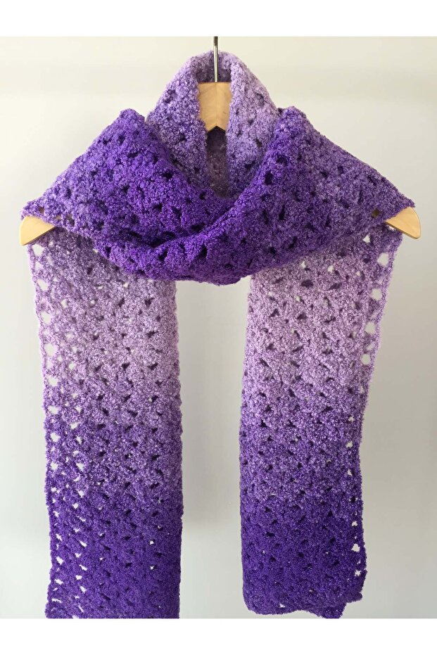 Mora Örgü Mora Knit Atkı El örgüsü (32x220cm 225g) Özel Örgü Şal Atkı