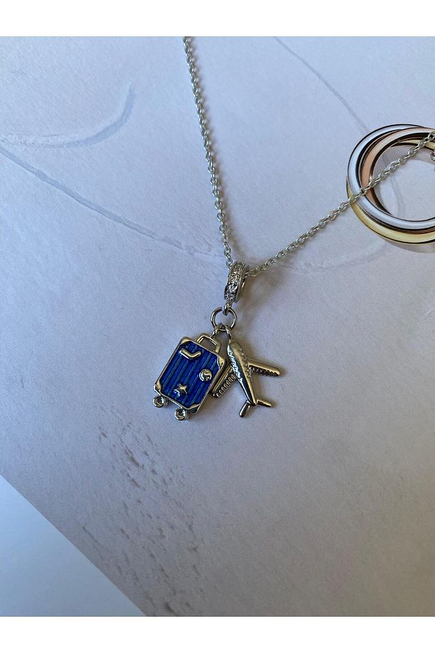 Rodyum Kaplama Seyahat Charm Kolye - Charm Kolye - 1