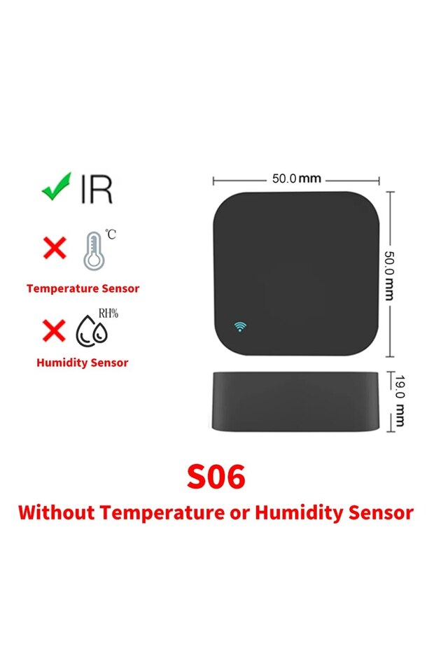 بدون مستشعر T-H، جهاز تحكم عن بعد ذكي يعمل بتقنية WiFi IR Blaster للتلفزيون ومكيف الهواء ومقياس الحرارة ومقياس الرطوبة متوافق