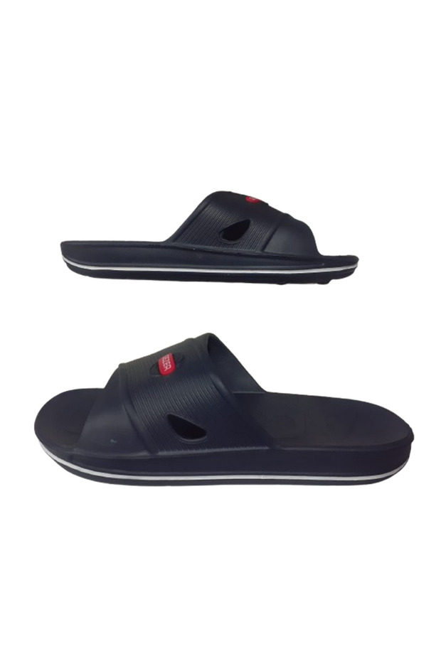 Men's Navy Blue-White Cross Striped Ultra Light Casual Slippers Gzeerr007-021