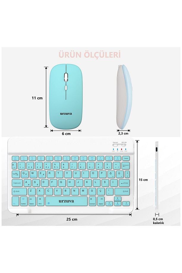 Tüm Cihazlara Uyumlu Şarj Edilebilir Bluetoothlu Kablosuz Klavye Mouse Set Mousepadli - 4