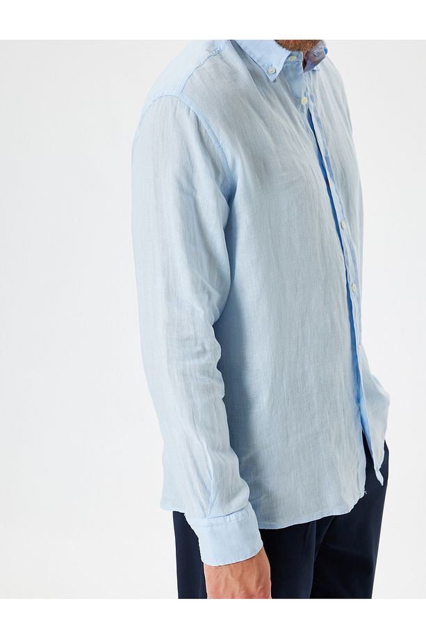 Keten Gömlek Uzun Kollu Basic Regular Fit - 5