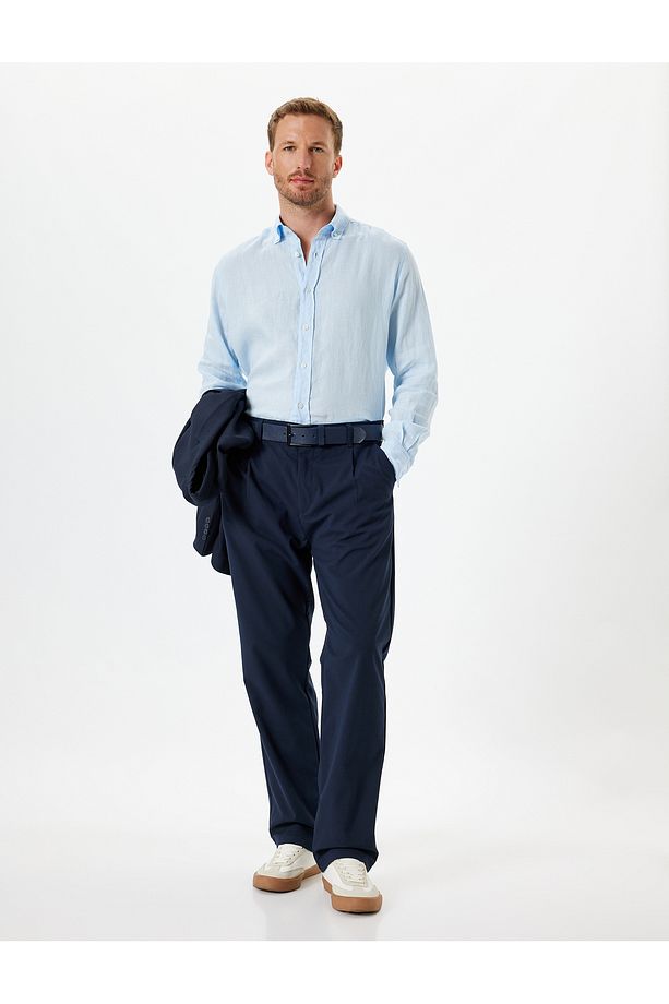 Keten Gömlek Uzun Kollu Basic Regular Fit - 1