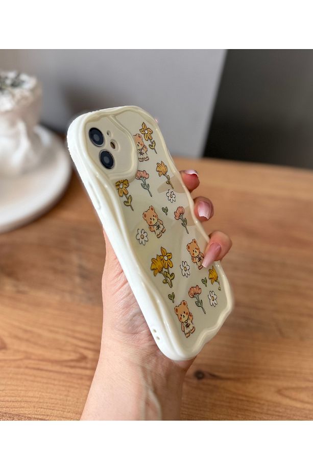 IPHONE 11 AYICIK/ÇİÇEK DESENLİ EKRU KILIF - 2