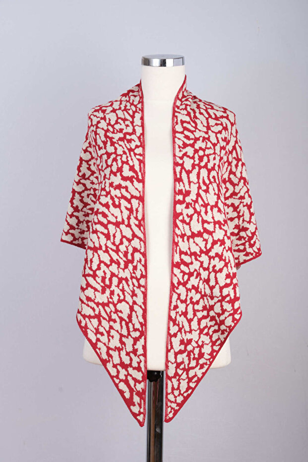 Leopard Patterned Knitwear Triangle Shawl - 5