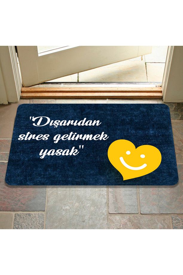Dijital Baskılı  kapı önü paspas Hoşgeldiniz Yazılı Çiçek DesenIç ve Dış Kapı Paspası Yıkanabilir - 4