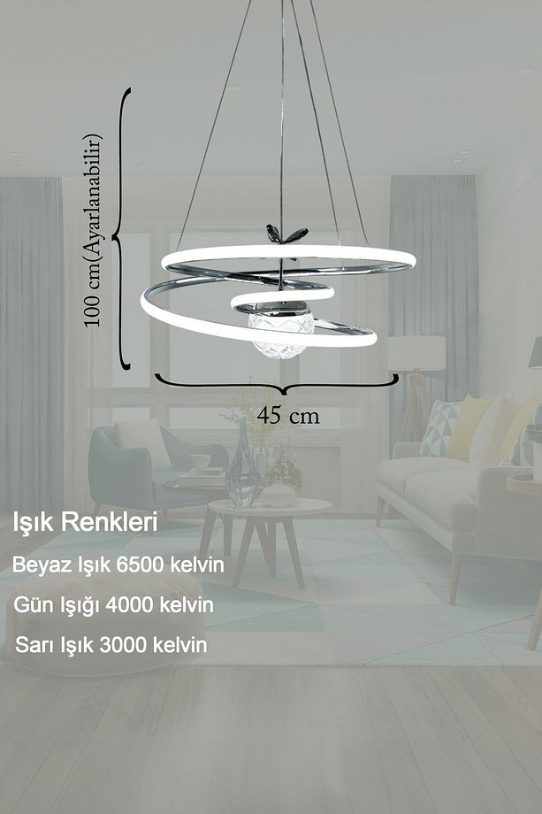 Yıldız Toplu Yeni Krom Kaplama Led Avize 3 Renk Modüllü - 3