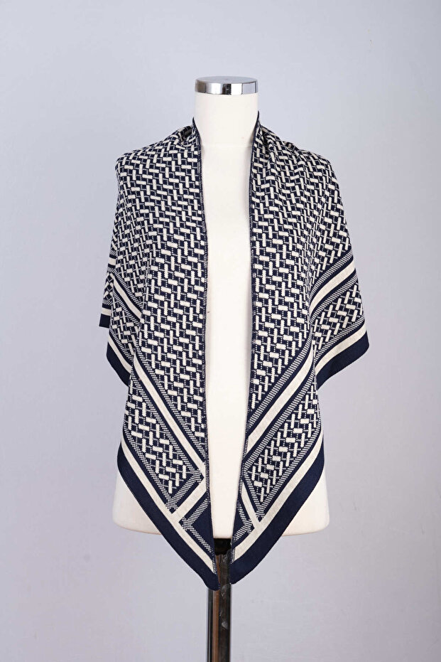 Desenli Triko Üçgen Şal - 4