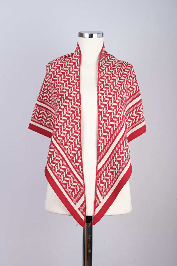 Desenli Triko Üçgen Şal - 4