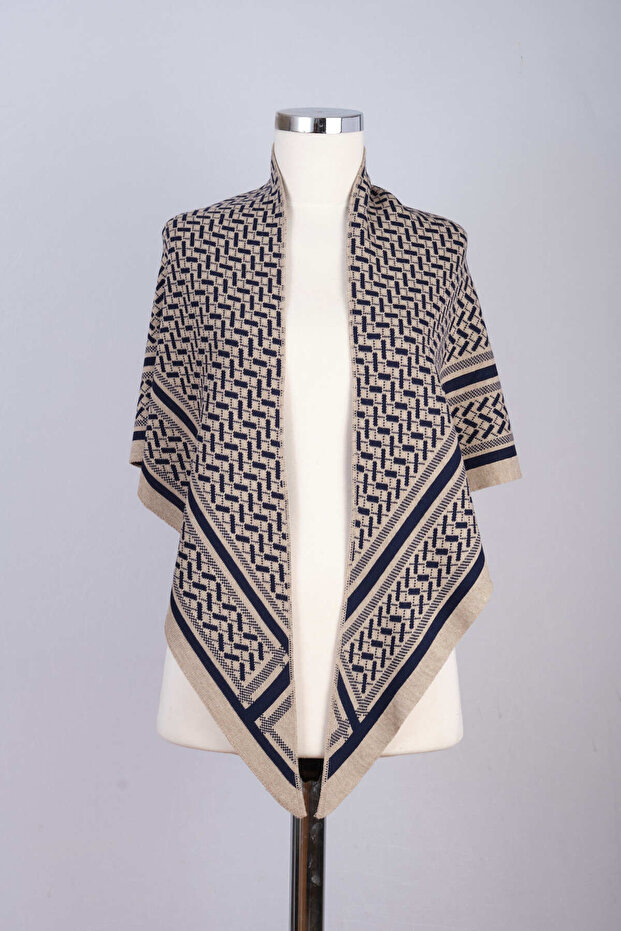 Desenli Triko Üçgen Şal - 5