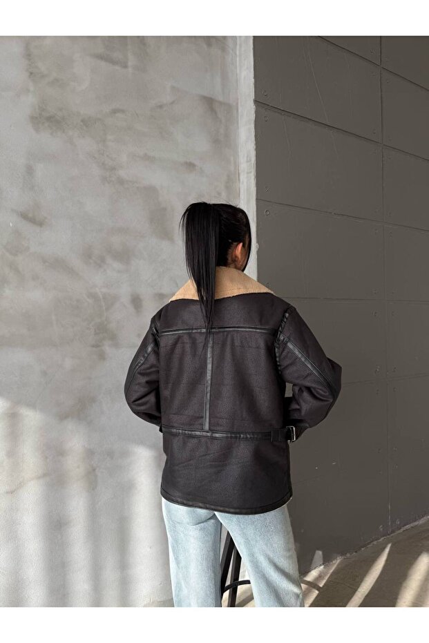 Suede Coat with Fur Inside - 3