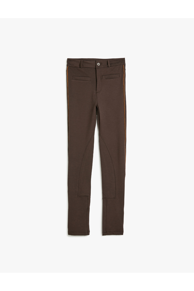 Basic Leggings Waist Elastic Stitching Detail