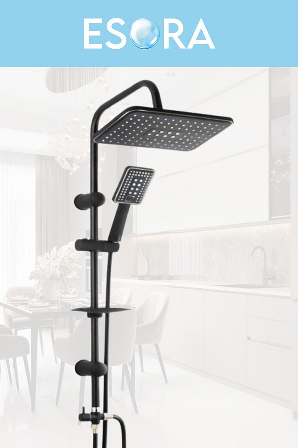 Siyah Robot Duş Seti  Banyo Bataryası 4’lü Set + WC Musluğu - 2