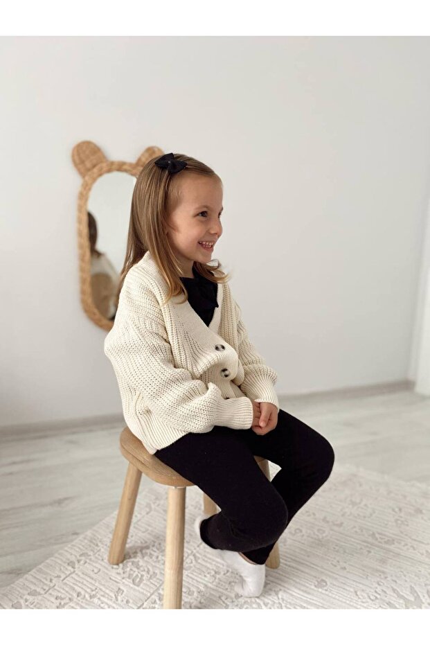 Kids Düğmeli Triko Hırka - 1