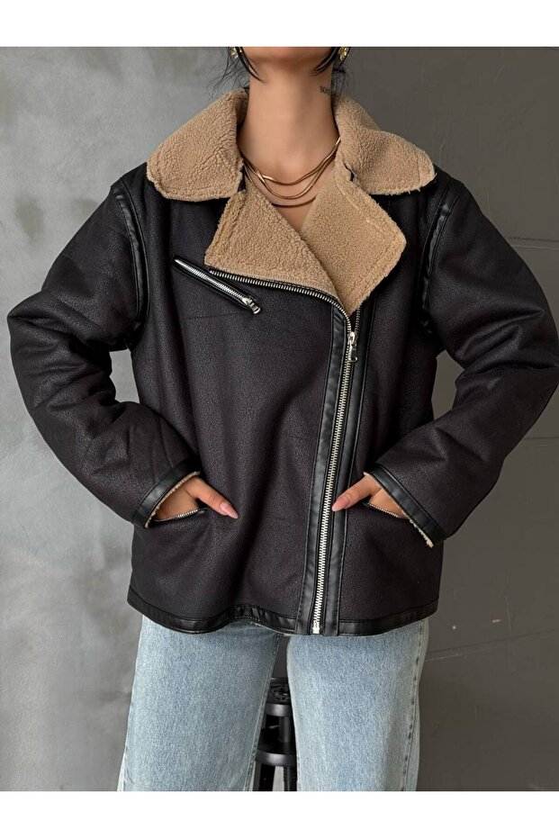 Suede Coat with Fur Inside - 2