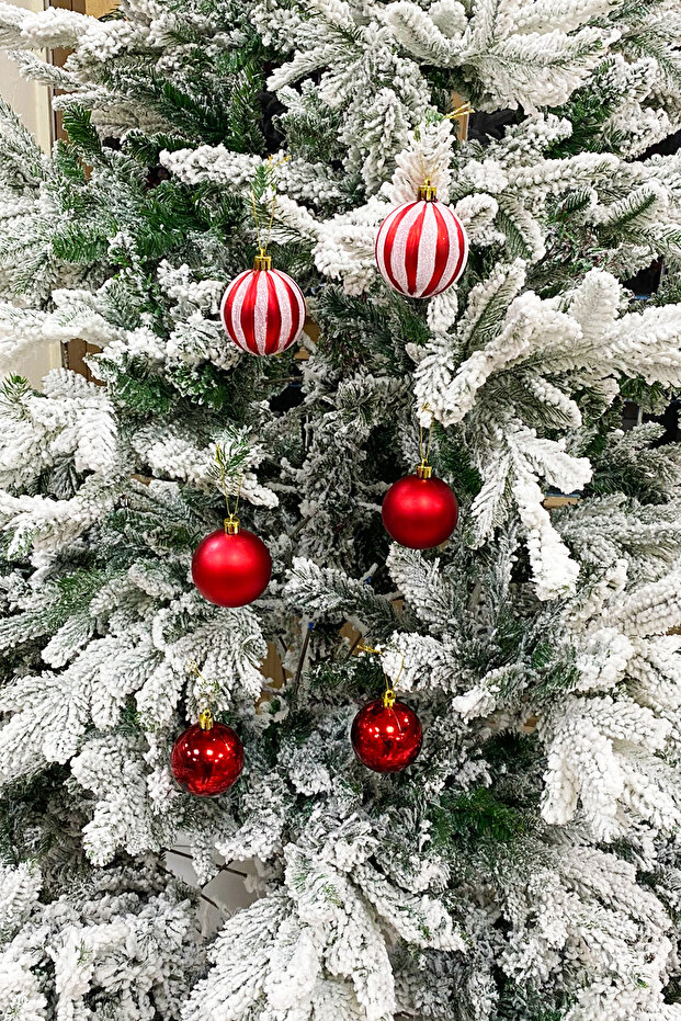 New year's tree ball luxury glitter embossed matte glossy 6 cm size 9 pieces acetate boxed