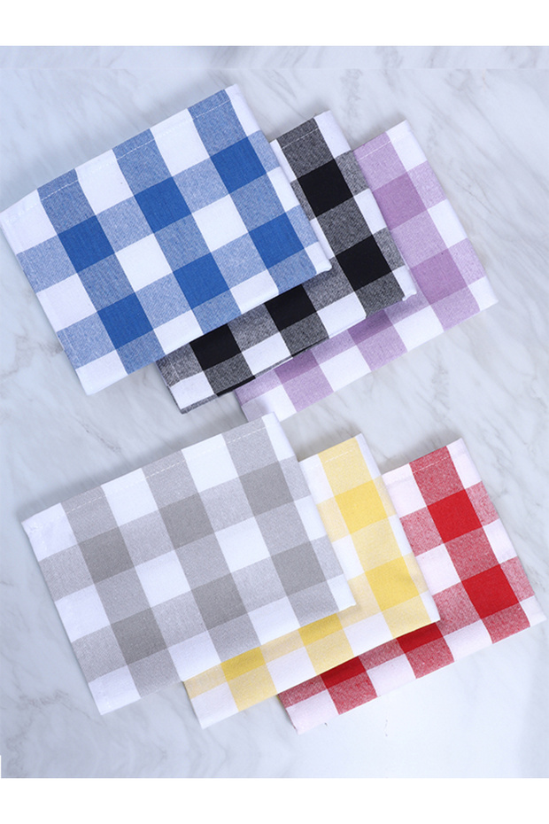 Kareli 6'lı Mutfak Kurulama Bezi, Beslenme Örtüsü, Amerikan Servisi, Servis Peçete Set Havlu 45x70cm - 2