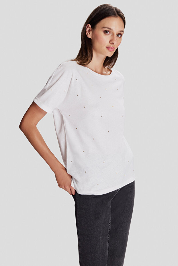 Taş Baskılı T-shirt - 1